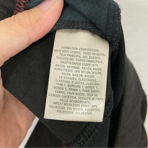 Anthropologie Black Mixed Media Faux Leather Knit Stretch Slim Pants size 30‎ - Picture 3 of 9